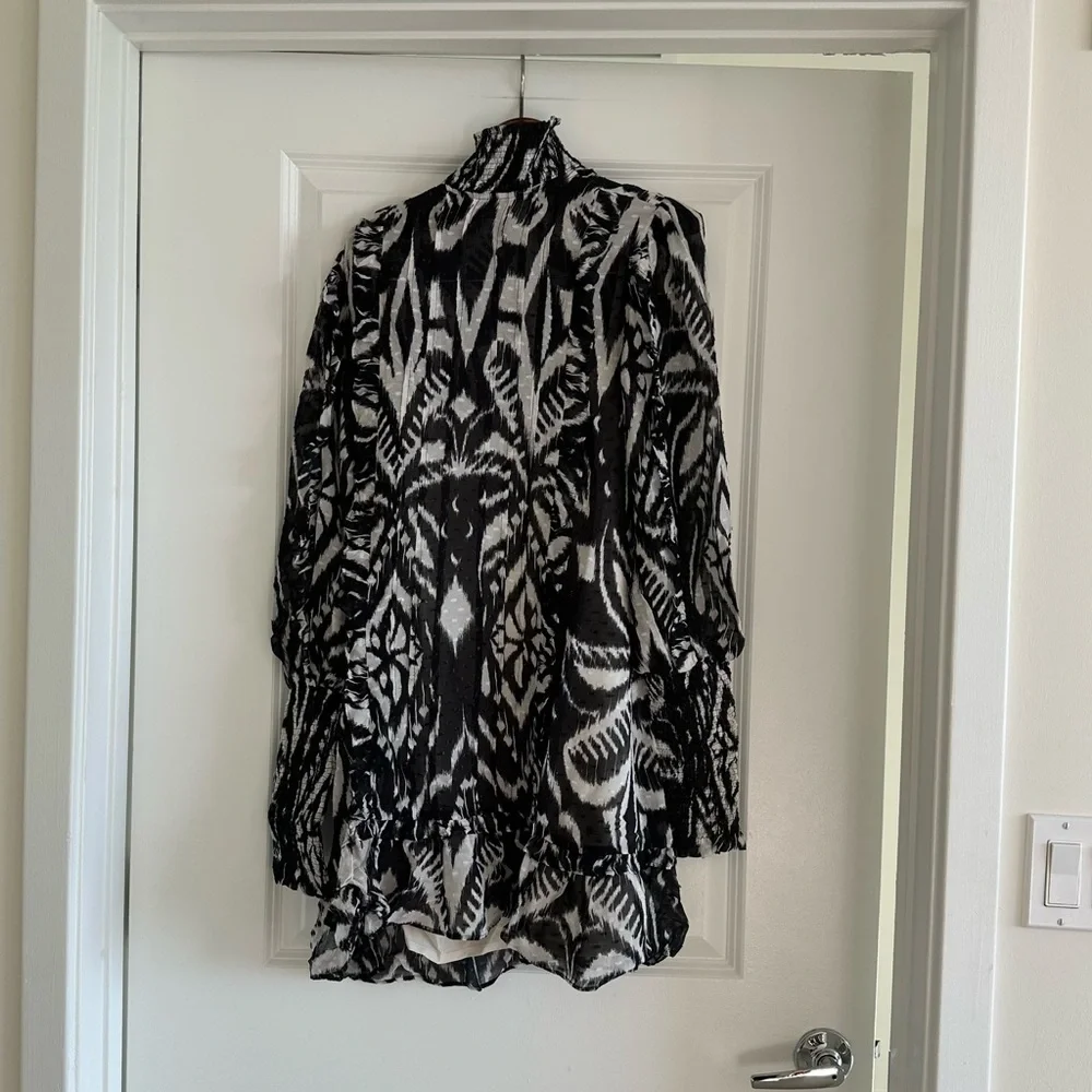 Farm Rio Pineapple Ikat Black Mini Dress